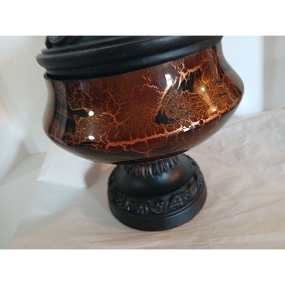 Vintage Hobby Lobby Crackle Glass Golden/ Black Wood Bow-Lidl Center Piece 8" - Picture 8 of 16